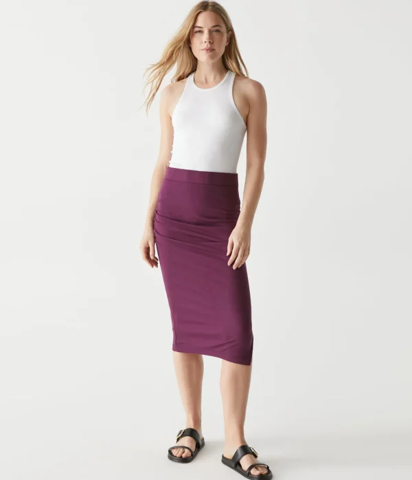 Michael Stars Rae Ribbed Skirt with Slit- Pants, Shorts & Skirts