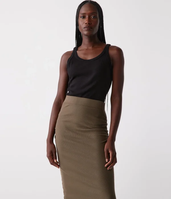Michael Stars Rae Ribbed Skirt with Slit- Pants, Shorts & Skirts