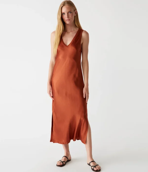 Michael Stars Randi Satin Midi Dress- Dresses | Midi Dresses