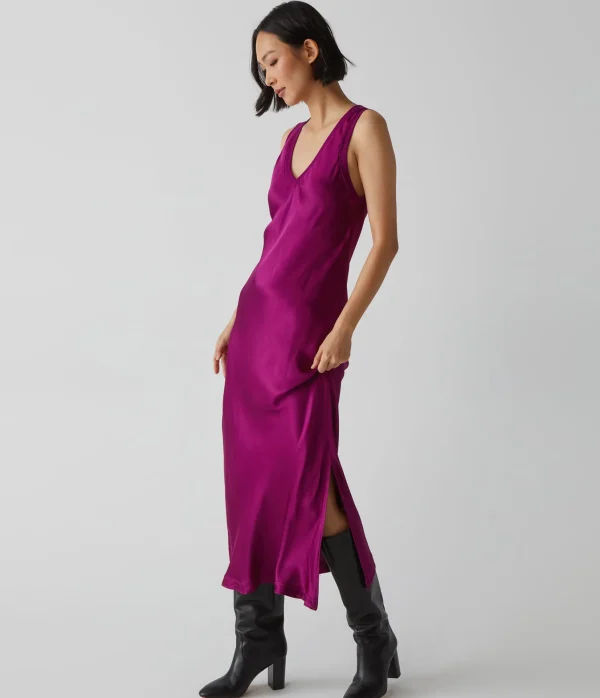 Michael Stars Randi Satin Midi Dress- Dresses | Midi Dresses