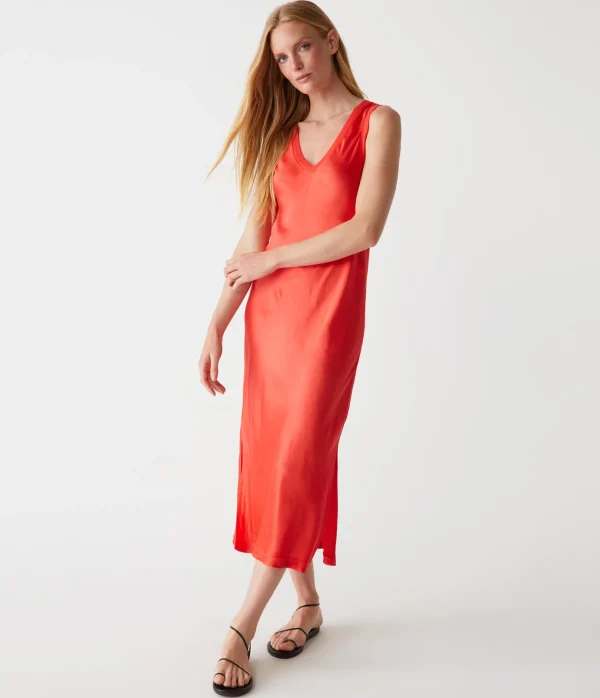 Michael Stars Randi Satin Midi Dress- Dresses | Midi Dresses
