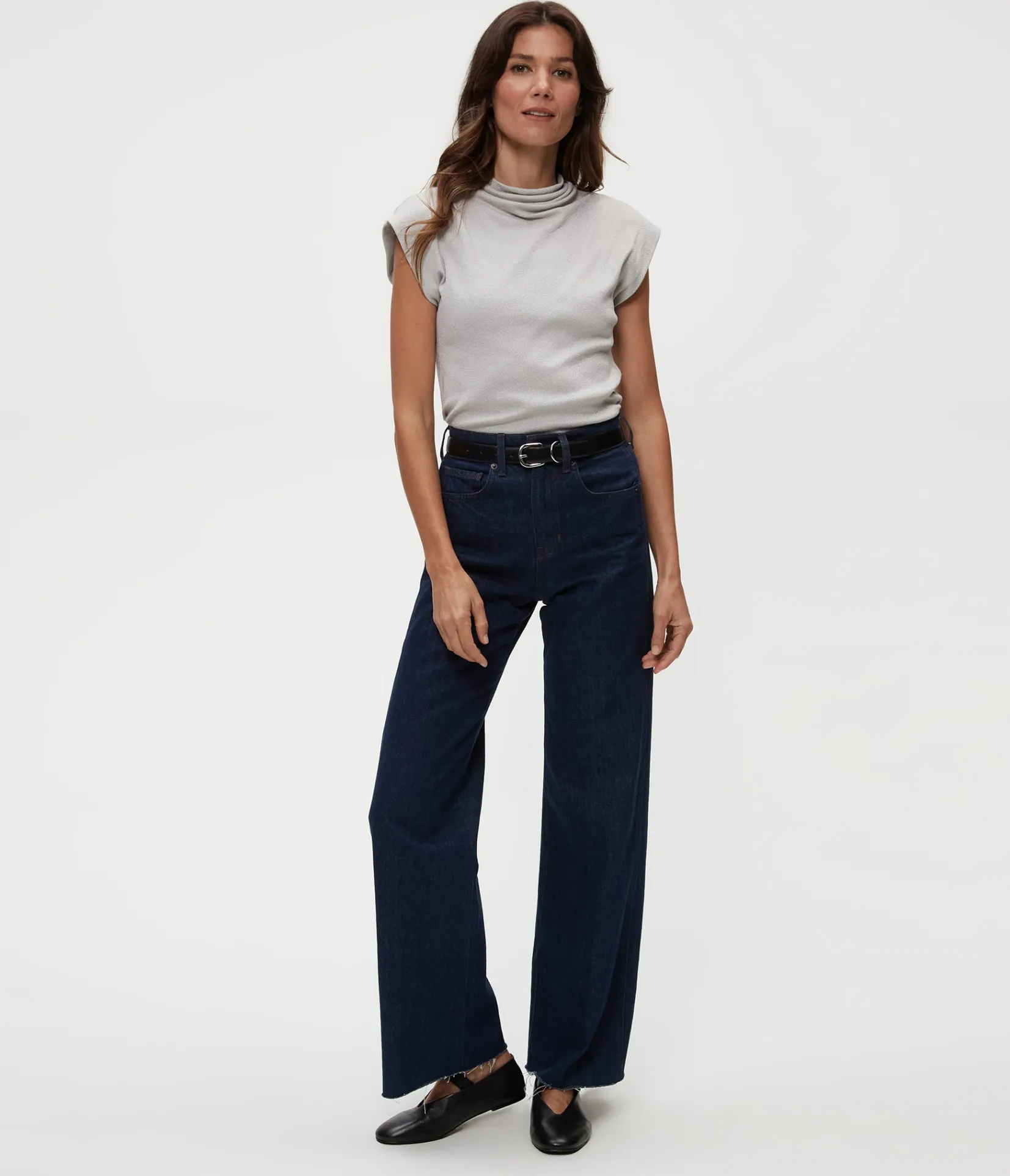 reese_shine_power_shoulder_top_1.webp Michael Stars Reese Shine Power Shoulder Top- Tops, Blouses & Shirts | T-Shirts