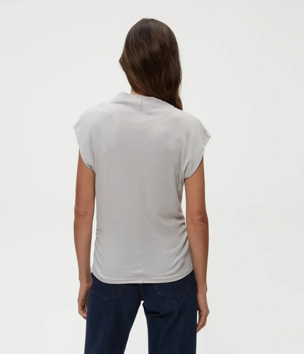 Michael Stars Reese Shine Power Shoulder Top- Tops, Blouses & Shirts | T-Shirts