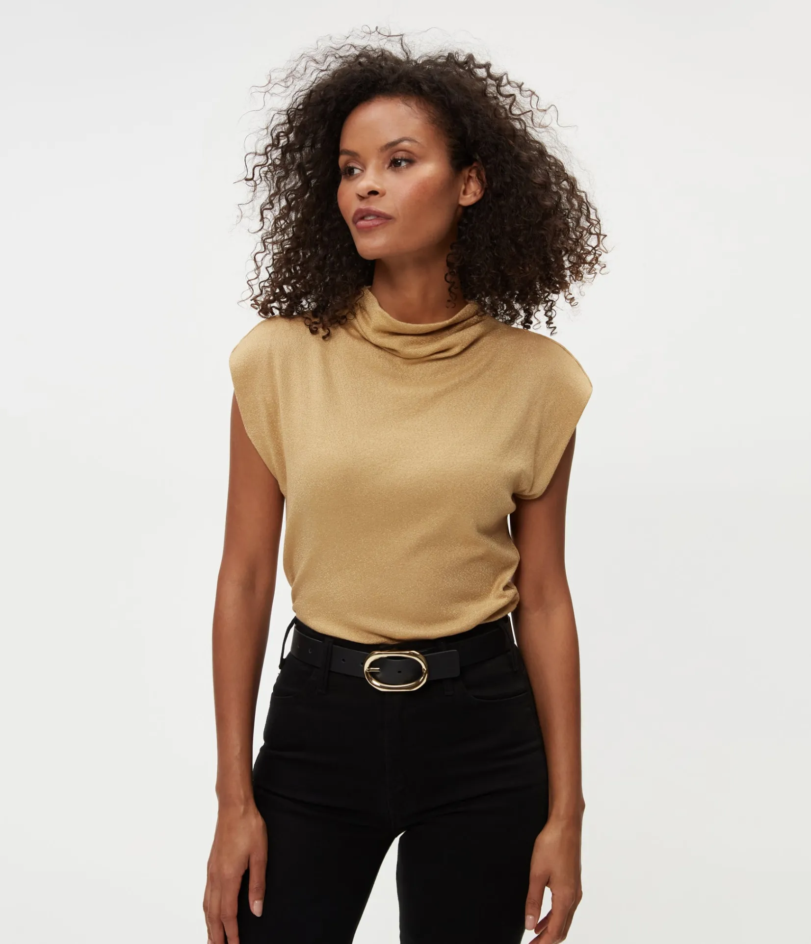 reese_shine_power_shoulder_top_4.webp Michael Stars Reese Shine Power Shoulder Top- Tops, Blouses & Shirts | T-Shirts