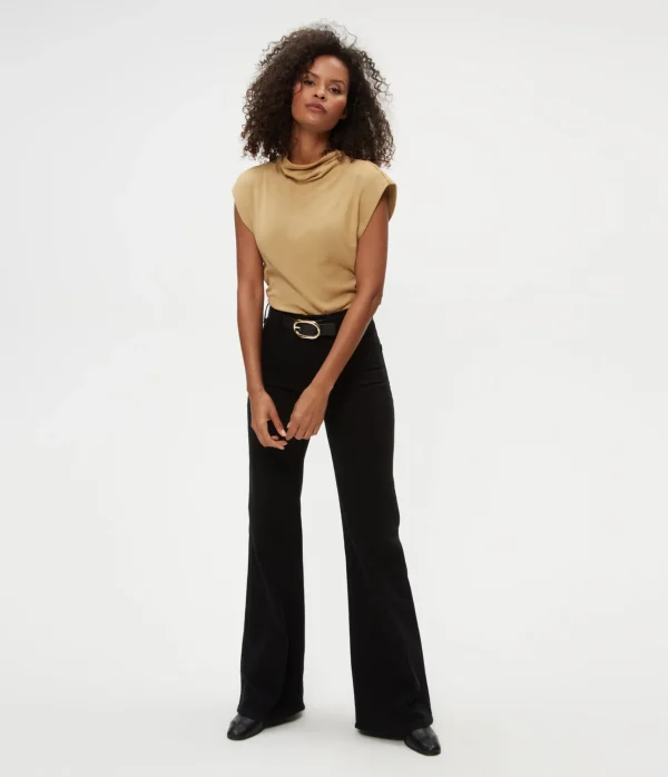 Michael Stars Reese Shine Power Shoulder Top- Tops, Blouses & Shirts | T-Shirts