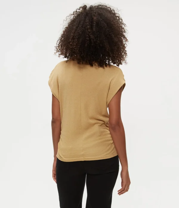 Michael Stars Reese Shine Power Shoulder Top- Tops, Blouses & Shirts | T-Shirts