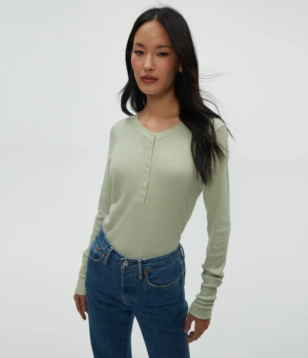 Michael Stars Regan Thermal Henley Tee- T-Shirts | Loungewear