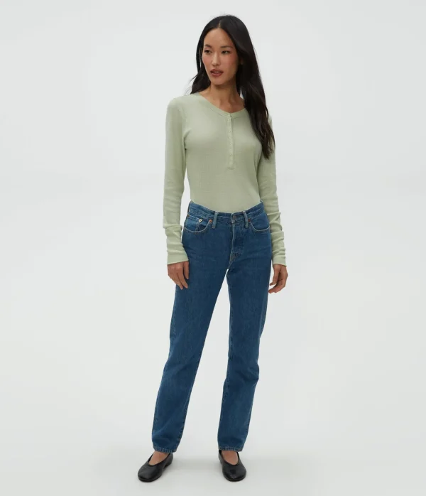 Michael Stars Regan Thermal Henley Tee- T-Shirts | Loungewear