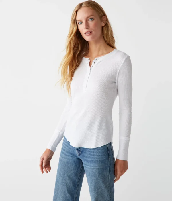 Michael Stars Regan Thermal Henley Tee- T-Shirts | Loungewear