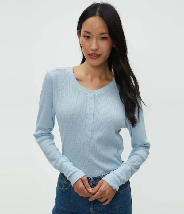 Michael Stars Regan Thermal Henley Tee- T-Shirts | Loungewear