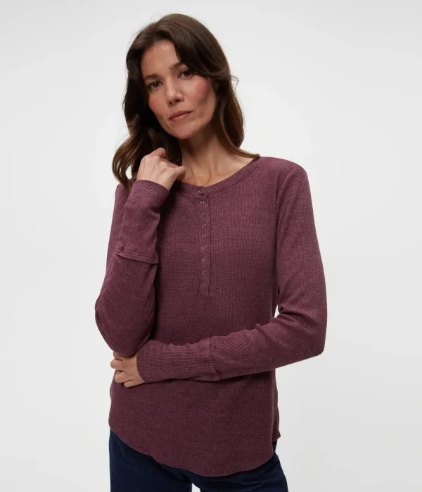 Michael Stars Regan Thermal Henley Tee- T-Shirts | Loungewear