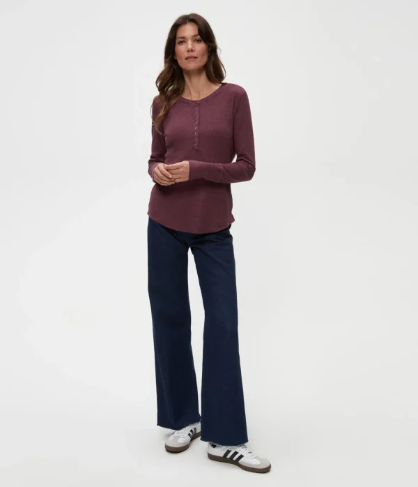 Michael Stars Regan Thermal Henley Tee- T-Shirts | Loungewear