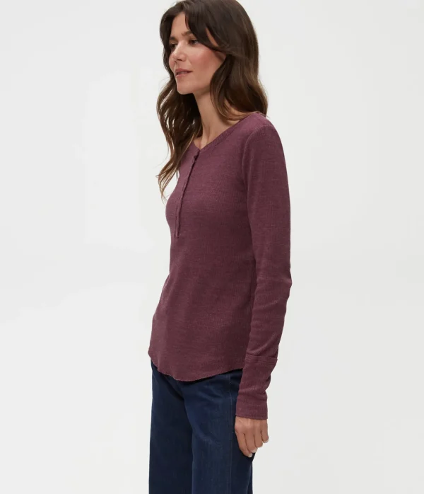 Michael Stars Regan Thermal Henley Tee- T-Shirts | Loungewear