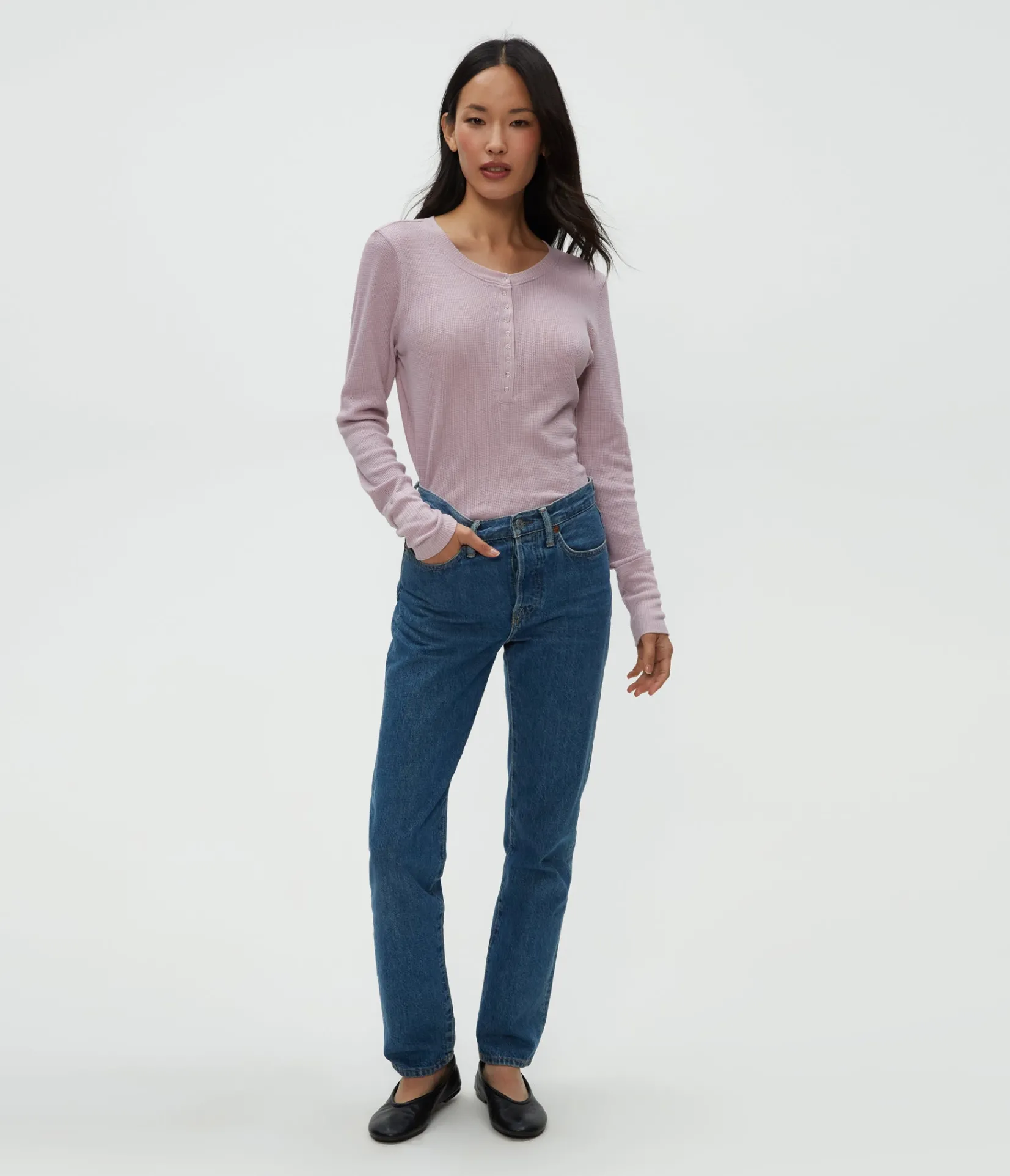 regan_thermal_henley_tee_38.webp Michael Stars Regan Thermal Henley Tee- T-Shirts | Loungewear