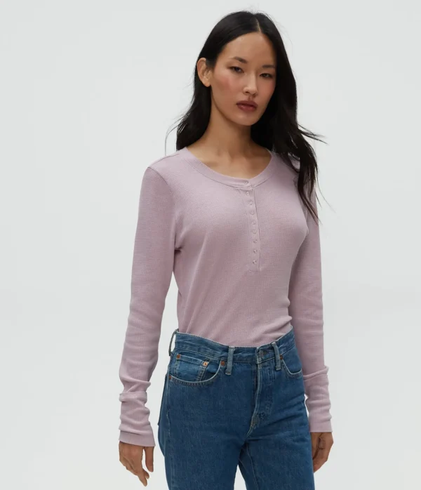 Michael Stars Regan Thermal Henley Tee- T-Shirts | Loungewear