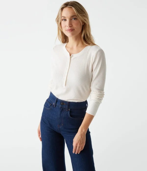 Michael Stars Regan Thermal Henley Tee- T-Shirts | Loungewear