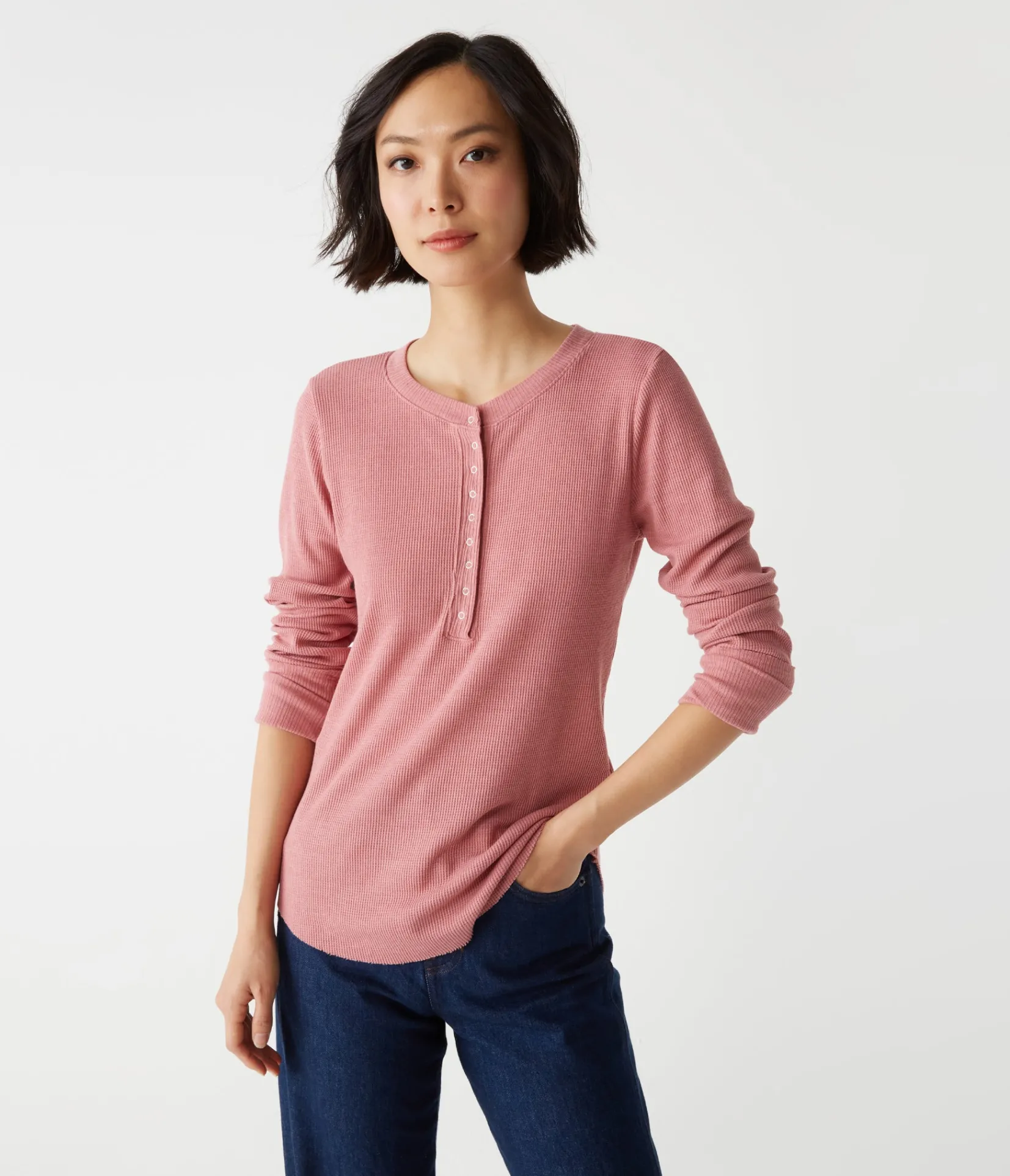 regan_thermal_henley_tee_45.webp Michael Stars Regan Thermal Henley Tee- T-Shirts | Loungewear