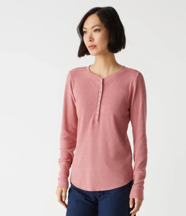 Michael Stars Regan Thermal Henley Tee- T-Shirts | Loungewear