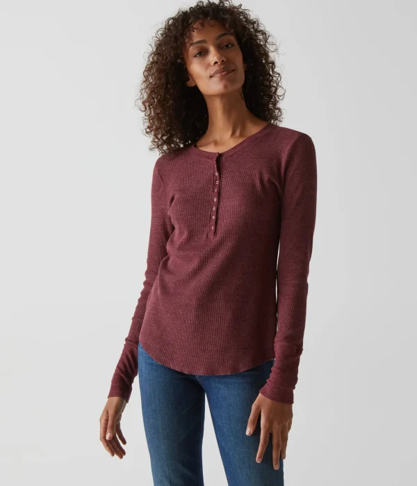 Michael Stars Regan Thermal Henley Tee- T-Shirts | Loungewear
