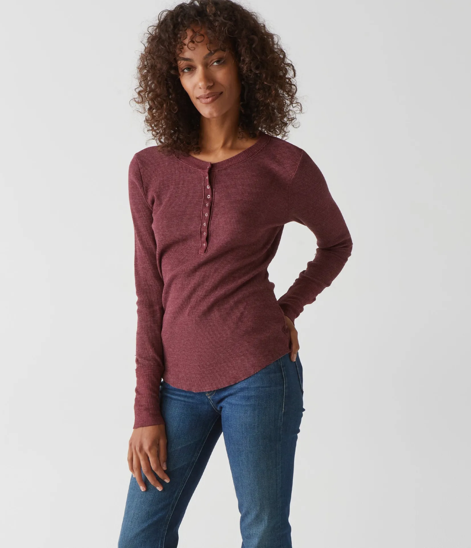 regan_thermal_henley_tee_55.webp Michael Stars Regan Thermal Henley Tee- T-Shirts | Loungewear