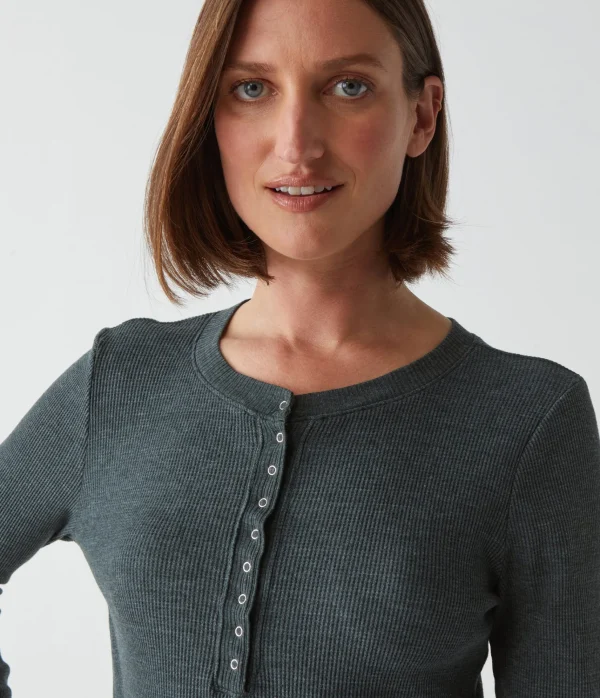 Michael Stars Regan Thermal Henley Tee- T-Shirts | Loungewear