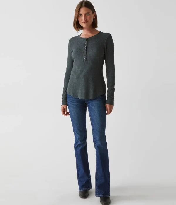Michael Stars Regan Thermal Henley Tee- T-Shirts | Loungewear