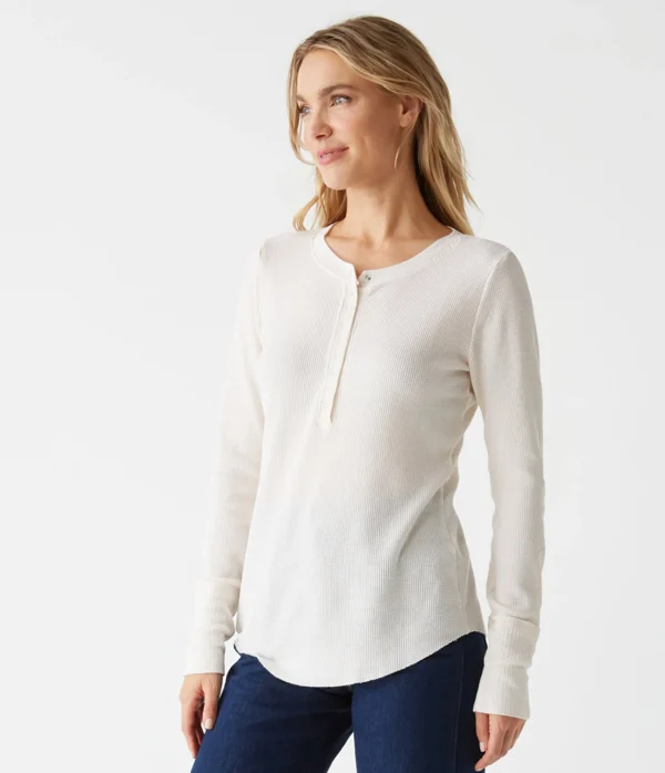 Michael Stars Regan Thermal Henley Tee- T-Shirts | Loungewear