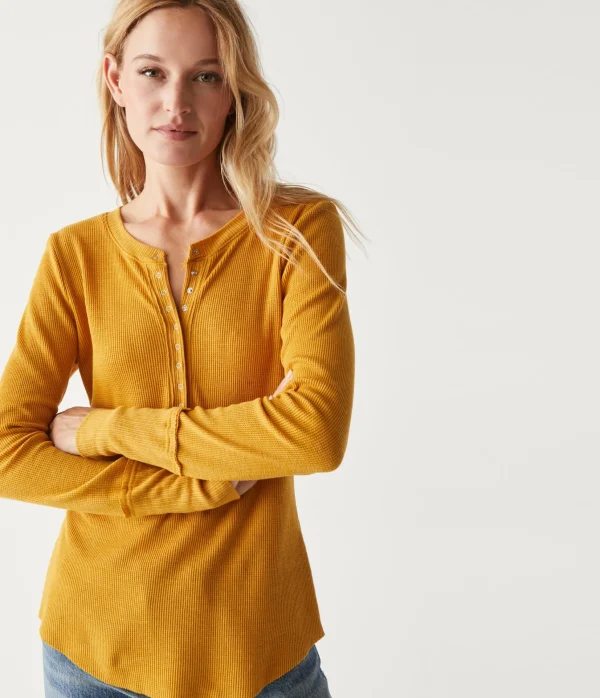 Michael Stars Regan Thermal Henley Tee- T-Shirts | Loungewear