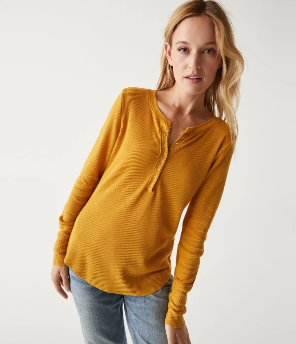 Michael Stars Regan Thermal Henley Tee- T-Shirts | Loungewear