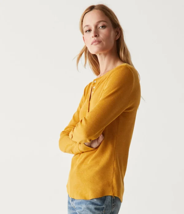 Michael Stars Regan Thermal Henley Tee- T-Shirts | Loungewear