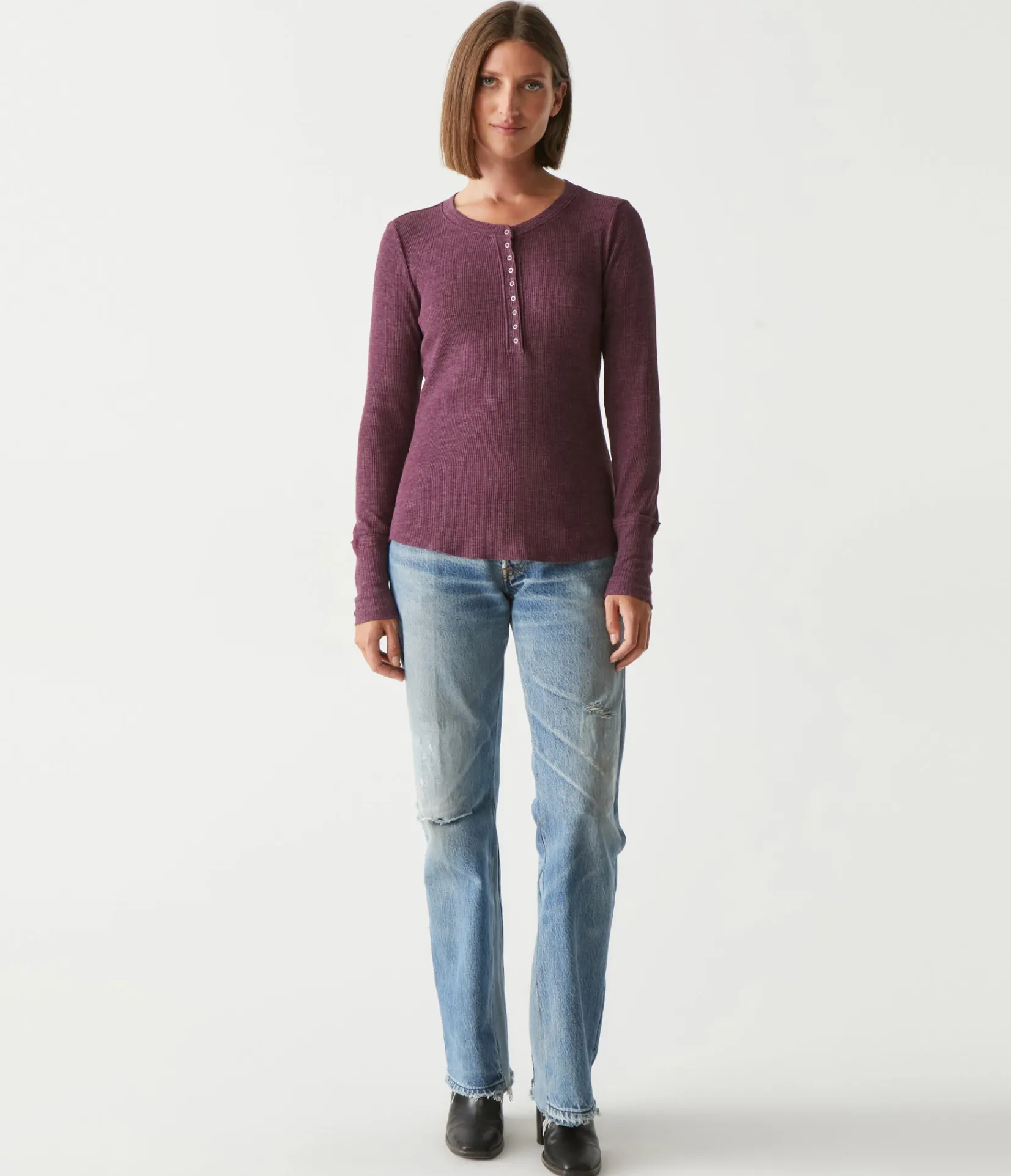 regan_thermal_henley_tee_70.webp Michael Stars Regan Thermal Henley Tee- T-Shirts | Loungewear