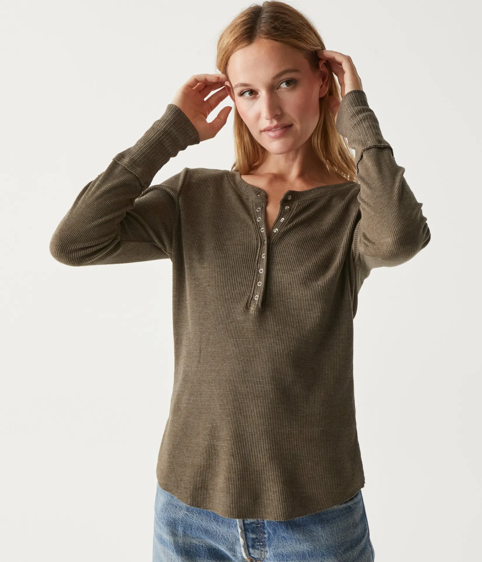 regan_thermal_henley_tee_76.webp Michael Stars Regan Thermal Henley Tee- T-Shirts | Loungewear