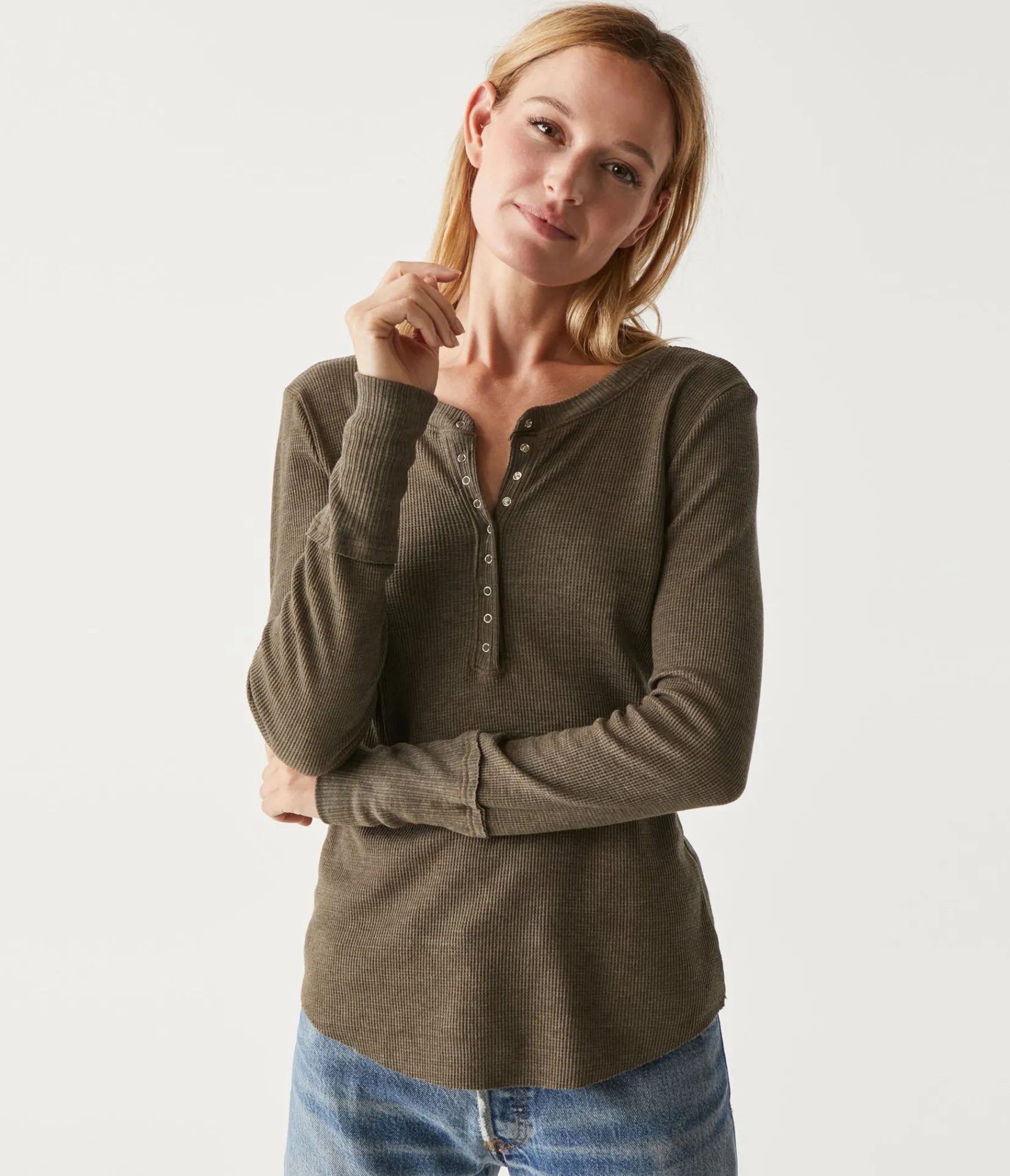 regan_thermal_henley_tee_77.webp Michael Stars Regan Thermal Henley Tee- T-Shirts | Loungewear