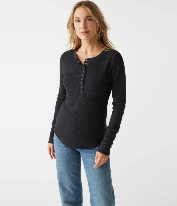 Michael Stars Regan Thermal Henley Tee- T-Shirts | Loungewear
