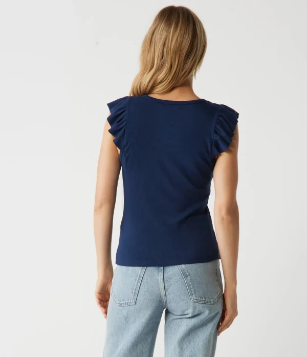 Michael Stars Rina Flutter Sleeve Top- T-Shirts | Tank Tops