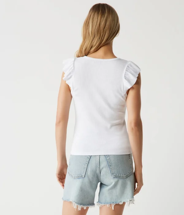 Michael Stars Rina Flutter Sleeve Top- T-Shirts | Tank Tops