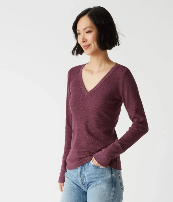 Michael Stars Romeo Thermal V-Neck Tee- T-Shirts | Loungewear