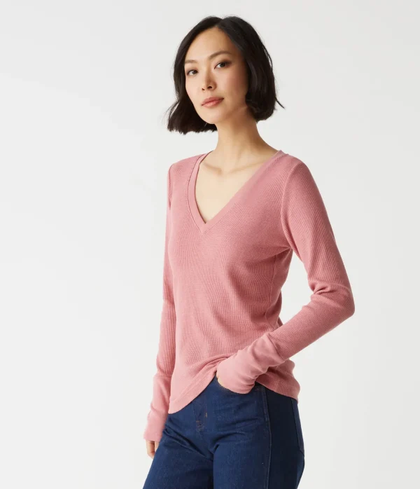 Michael Stars Romeo Thermal V-Neck Tee- T-Shirts | Loungewear