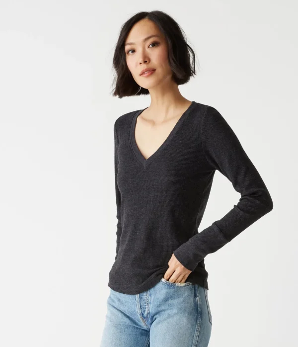 Michael Stars Romeo Thermal V-Neck Tee- T-Shirts | Loungewear