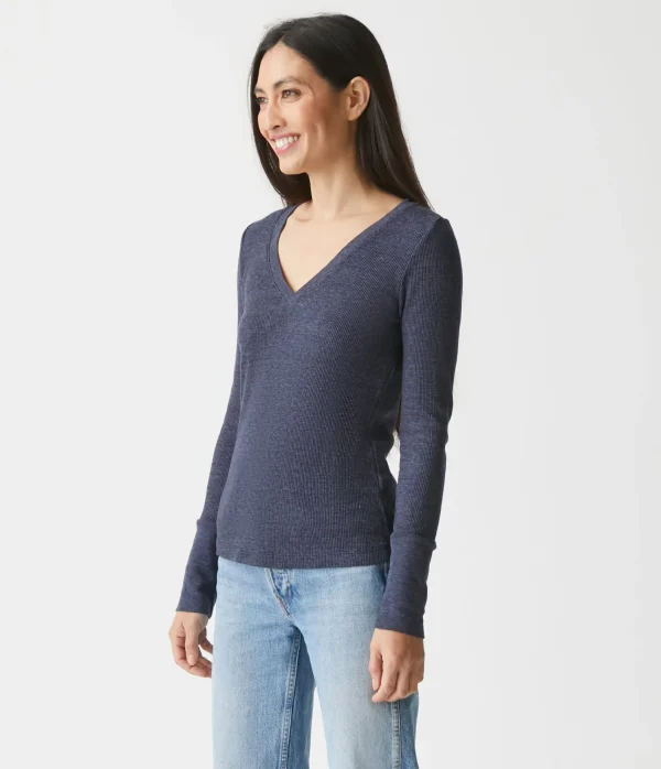 Michael Stars Romeo Thermal V-Neck Tee- T-Shirts | Loungewear