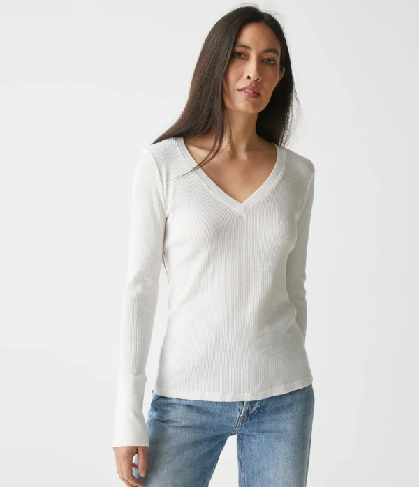 Michael Stars Romeo Thermal V-Neck Tee- T-Shirts | Loungewear