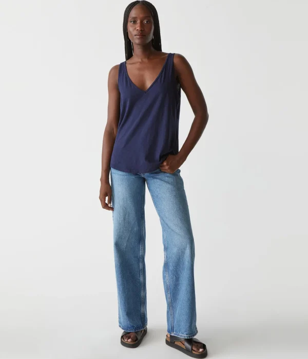 Michael Stars Scarlett V-Neck Tank- Tank Tops | Supima Cotton T-Shirts