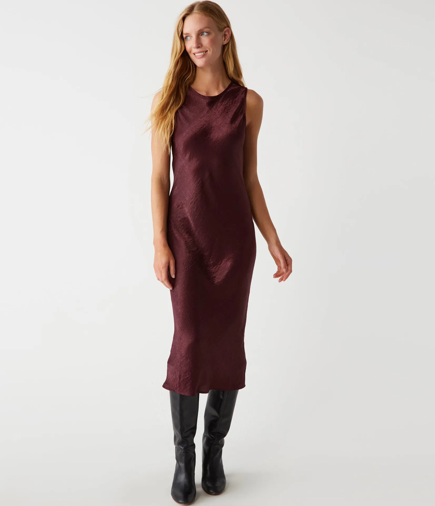 seema_hammered_satin_midi_dress_1.webp Michael Stars Seema Hammered Satin Midi Dress- Dresses | Midi Dresses