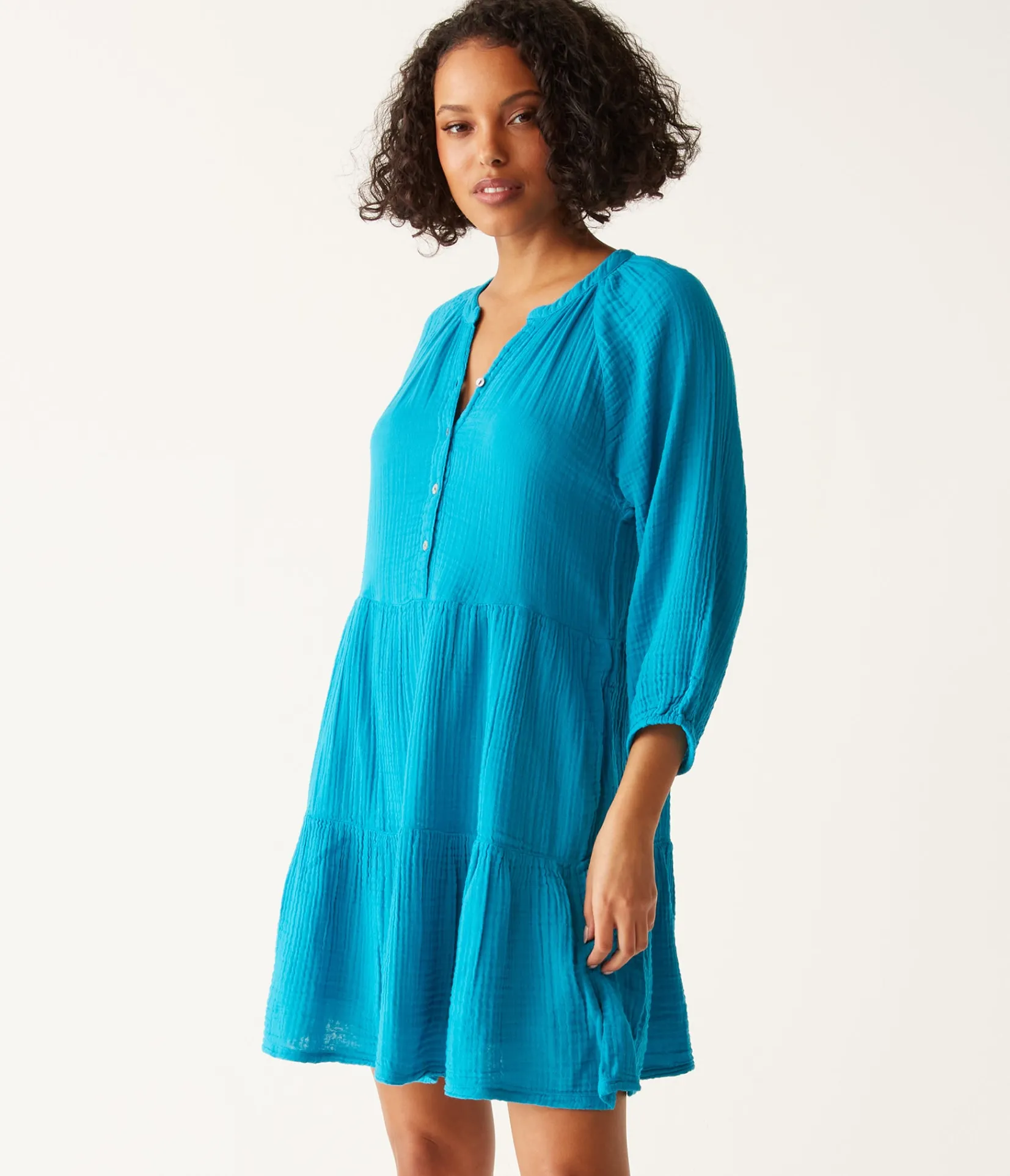 sonia_tiered_gauze_dress_10.webp Michael Stars Sonia Tiered Gauze Dress- Dresses | Knee Length Dresses