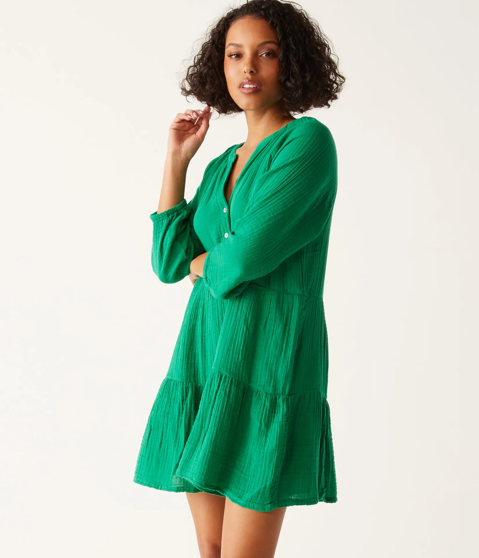 sonia_tiered_gauze_dress_18.webp Michael Stars Sonia Tiered Gauze Dress- Dresses | Knee Length Dresses