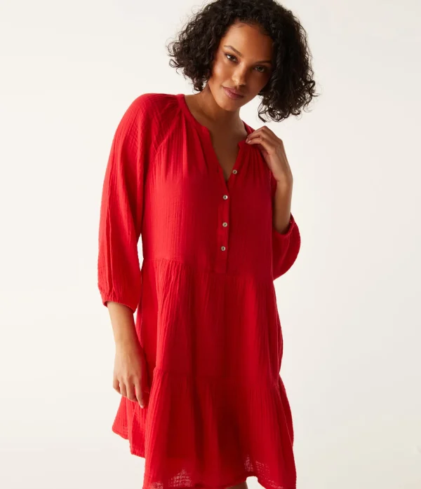 Michael Stars Sonia Tiered Gauze Dress- Dresses | Knee Length Dresses