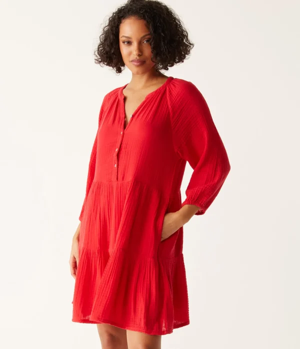 Michael Stars Sonia Tiered Gauze Dress- Dresses | Knee Length Dresses