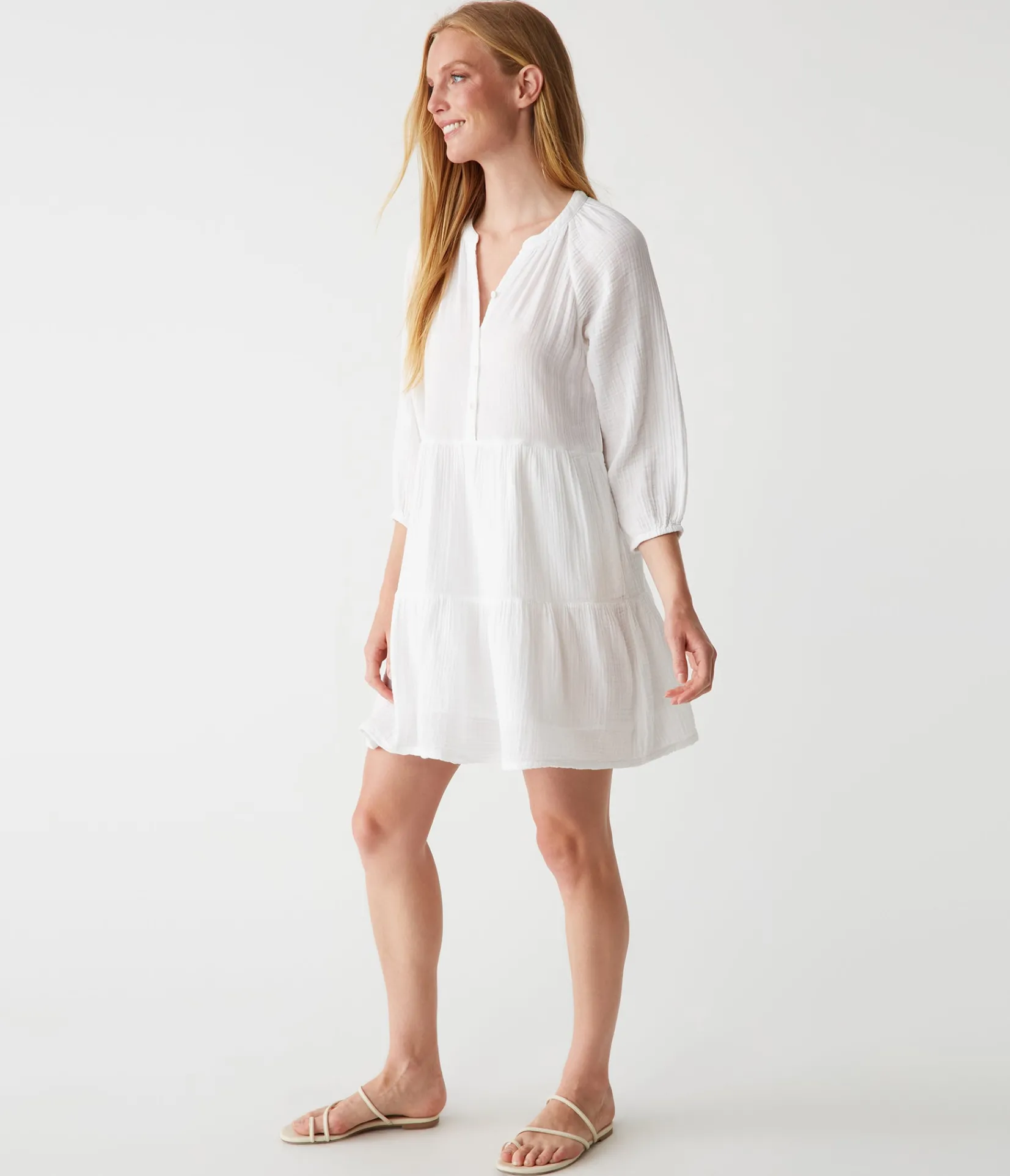 sonia_tiered_gauze_dress_26.webp Michael Stars Sonia Tiered Gauze Dress- Dresses | Knee Length Dresses