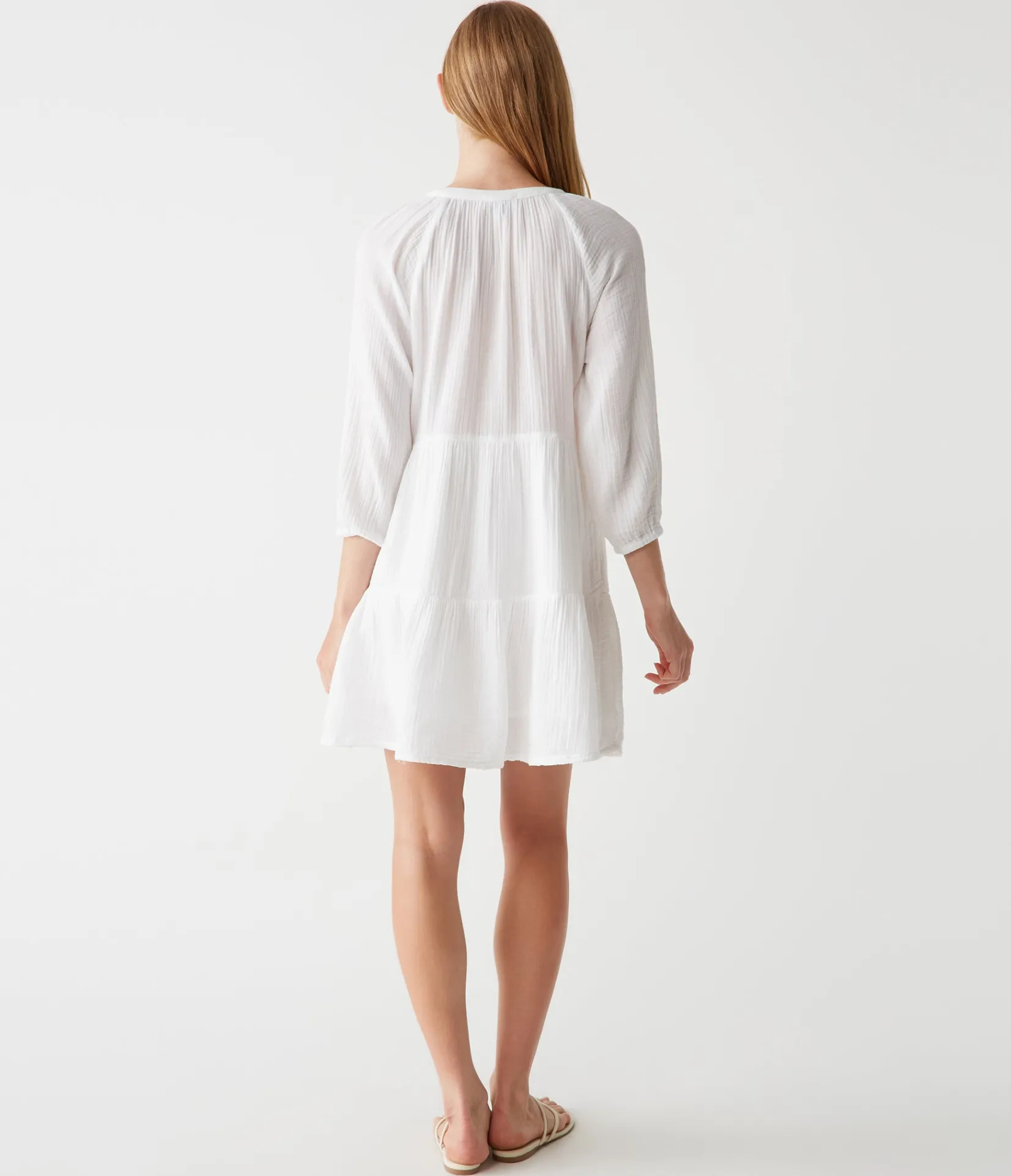 sonia_tiered_gauze_dress_27.webp Michael Stars Sonia Tiered Gauze Dress- Dresses | Knee Length Dresses