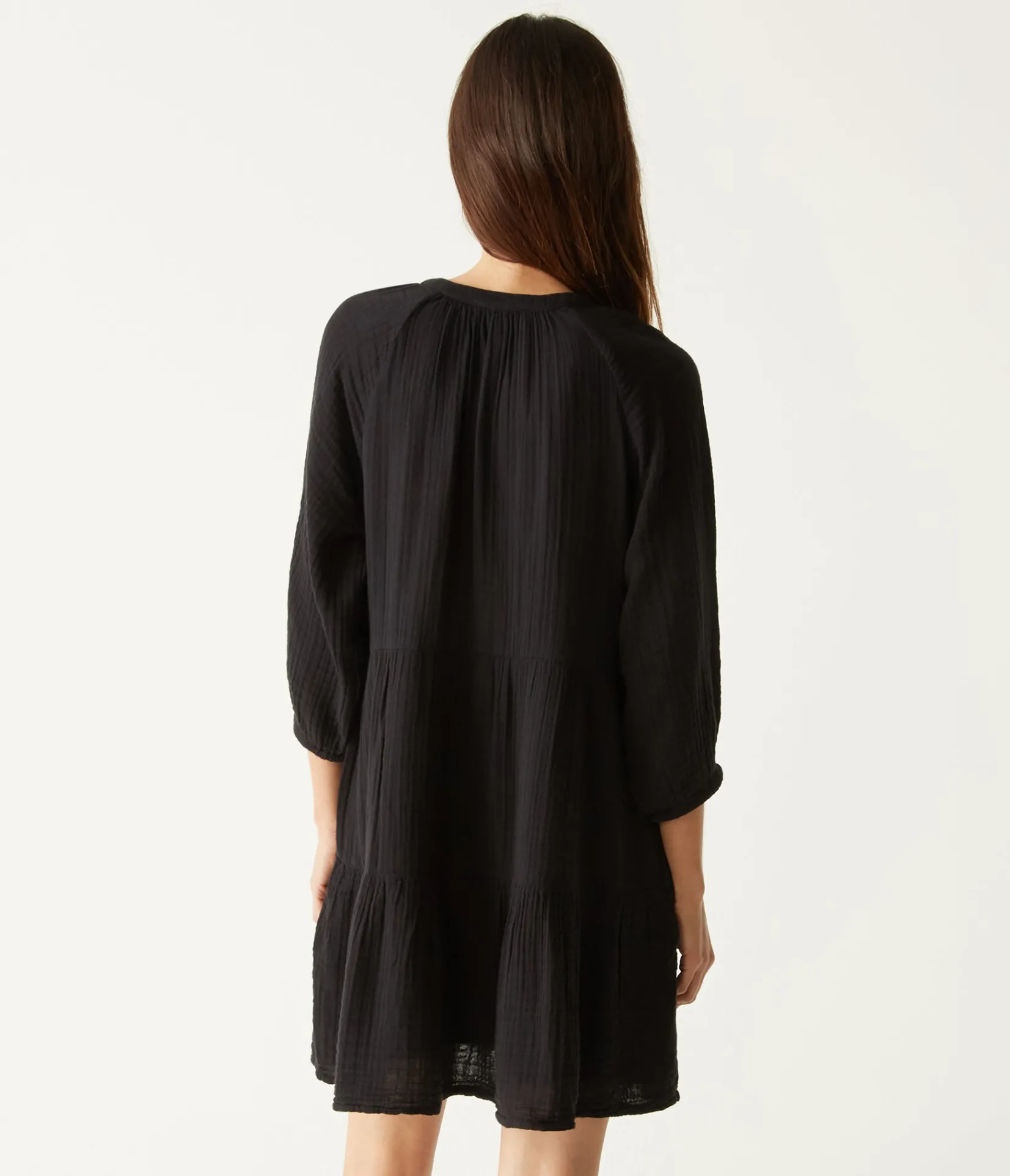 sonia_tiered_gauze_dress_3.webp Michael Stars Sonia Tiered Gauze Dress- Dresses | Knee Length Dresses